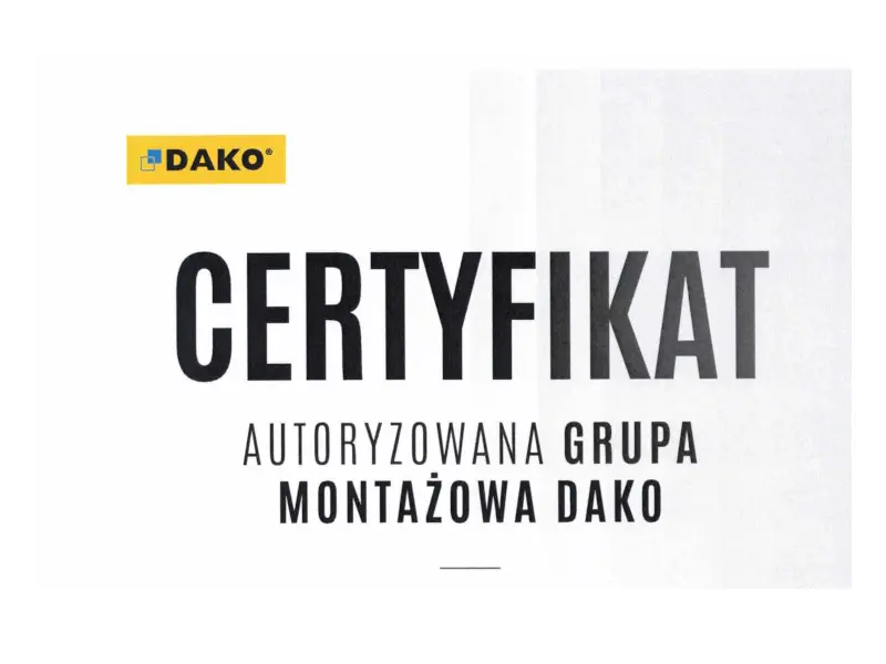 Certyfikat montażu Dako