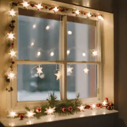 Lampki na okno na święta